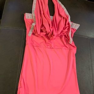 Hot pink party dress with rhinestone detail
